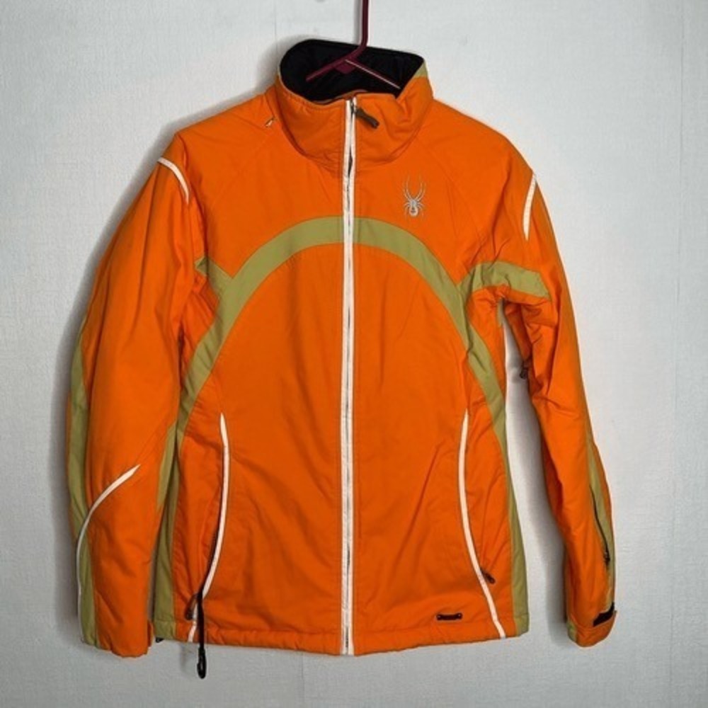 Spyder Orange Pockets Full Zip Insulated Ski Winter Jacket Women 10 China